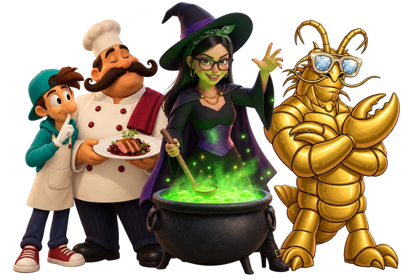 Characters from City Holder, Don't Let Him Cook and Lobsters